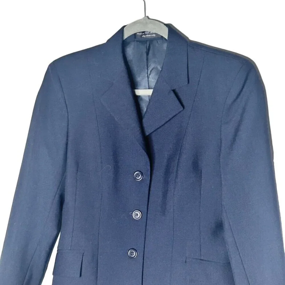 NWT RJ Classics Womens Blazer 4R Navy Wool Blend 3 button office career business